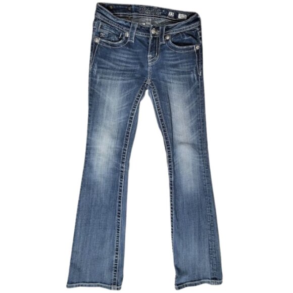 MISS ME Blue Denim Boot Cut Jeans - Girl's 12 - Picture 3 of 6